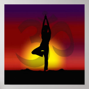 Póster mantener la calma y el yoga en poster