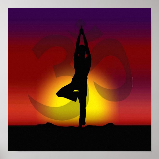 Póster mantener la calma y el yoga en poster (Frente)