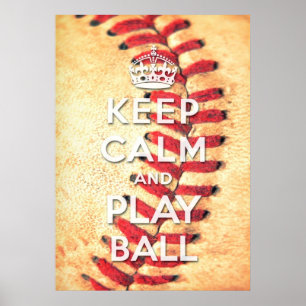 Póster mantener la calma y jugar a la pelota