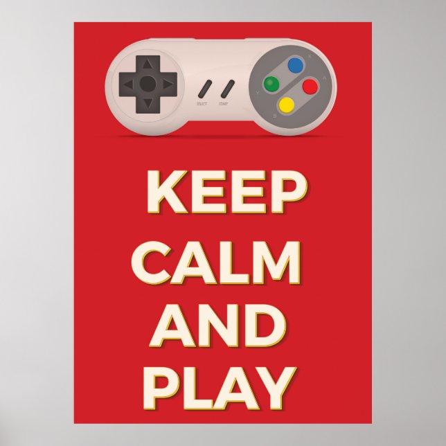 Póster Mantener la calma y jugar afiche de época (Frente)