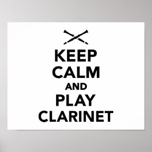 Póster Mantener la calma y jugar al clarinete