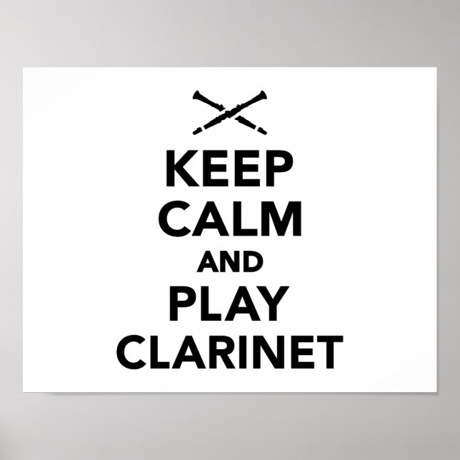 Póster Mantener la calma y jugar al clarinete (Frente)