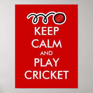 Póster Mantener la calma y jugar al cricket   Parodia del