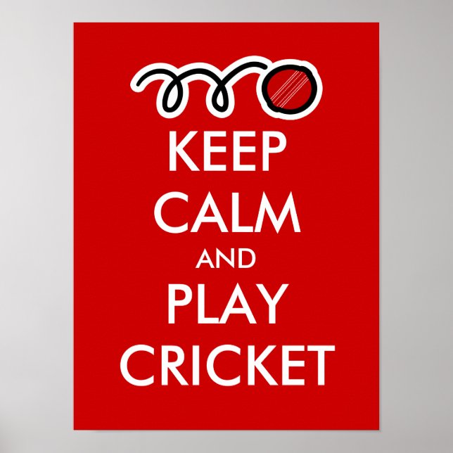 Póster Mantener la calma y jugar al cricket | Parodia del (Frente)