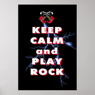 Póster Mantener la calma y jugar al rock