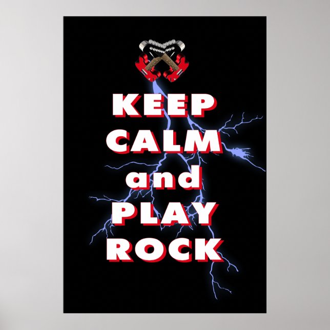 Póster Mantener la calma y jugar al rock (Frente)