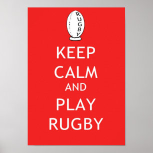 Póster Mantener la calma y jugar al rugby