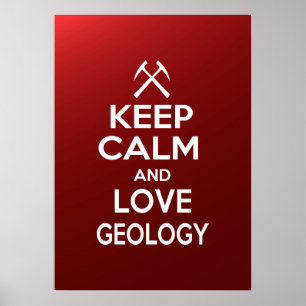 Póster Mantener la calma y la geología del amor