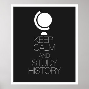Póster Mantener la calma y la historia del estudio