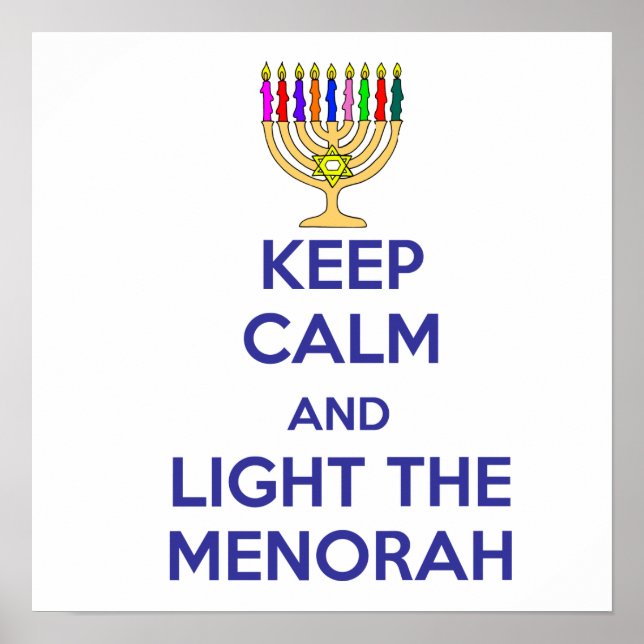 Póster Mantener la calma y la luz de los menorah (Frente)