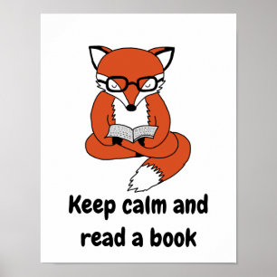 Póster Mantener la calma y leer la cita del libro poster