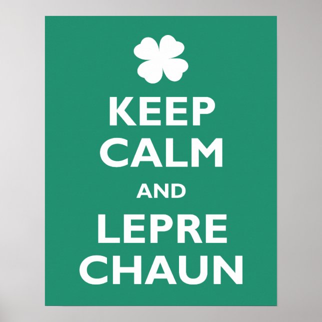 Póster Mantener la calma y Leprechaun (Frente)