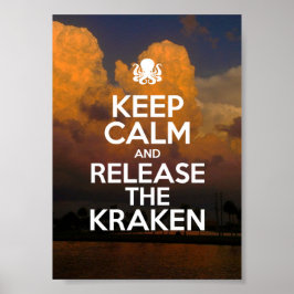 Póster Mantener la calma y liberar al Poster Kraken