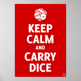Póster Mantener la calma y llevar Poster de dados (d6, ro