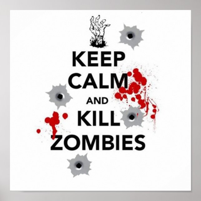 Póster mantener la calma y matar zombies (Frente)