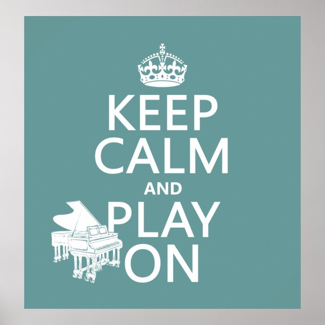 Póster Mantener la calma y reproducir en (piano) (cualqui (Frente)
