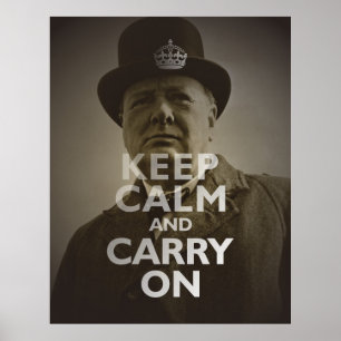 Póster Mantener La Calma Y Seguir Con Winston Churchill