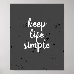 Póster mantener la vida simple cita tipografía poster