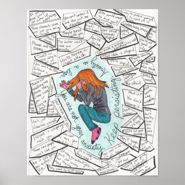 Póster Mantener persistente (ansiedad) 11x14 (Frente)