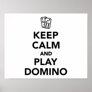 Póster Mantener tranquilo y jugar Domino
