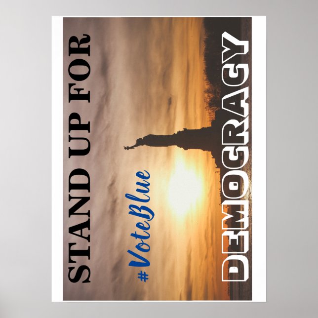 Póster MANTENERSE A FAVOR DE LA DEMOCRACIA #VoteBlue (Frente)