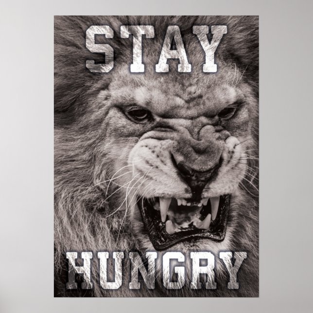 Póster Mantenerse Hambre, León, Hustle, Gimnasio, Motivac (Frente)