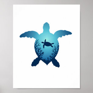 Póster Mantenga El Mar Libre De Plástico Salve Las Tortug