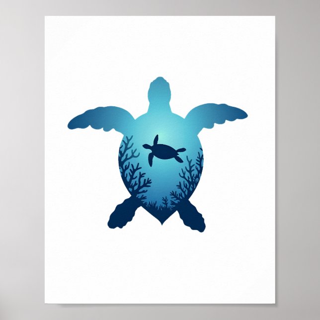 Póster Mantenga El Mar Libre De Plástico Salve Las Tortug (Frente)
