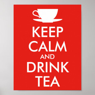 Póster MANTENGA EL TÉ TRANQUILO y de la BEBIDA - taza de