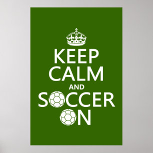 Póster Mantenga la calma y el fútbol encendidos