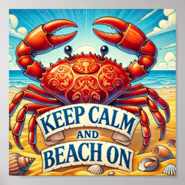 Póster Mantenga la calma y la playa en