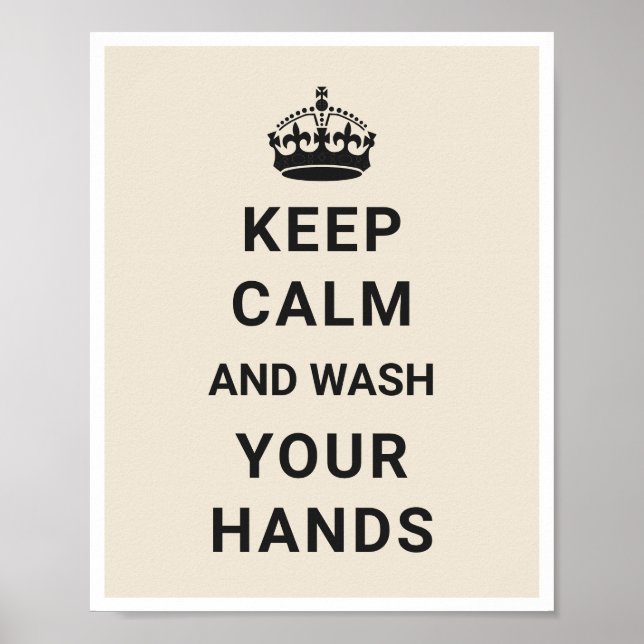 Póster Mantenga la calma y lave sus manos Coronavirus COV (Frente)