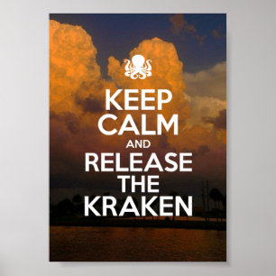 Póster Mantenga la calma y libere al Poster Kraken
