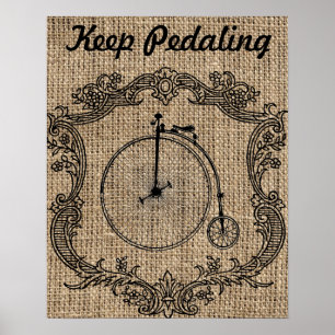 Póster Mantenga Pedaleando Bicicleta Vintage