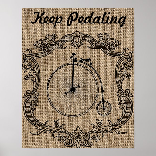 Póster Mantenga Pedaleando Bicicleta Vintage (Frente)