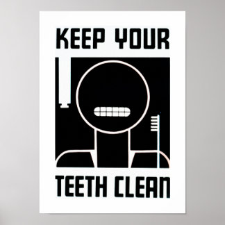 Póster Mantenga sus dientes limpios