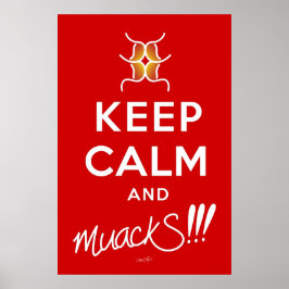 Póster ¡¡¡Mantengan la calma y el silencio!!! Rojo y blan