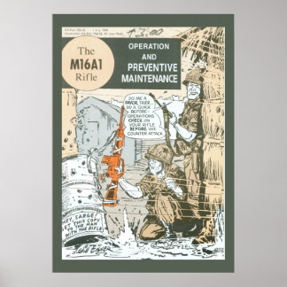 Póster Mantenimiento del rifle militar vintage