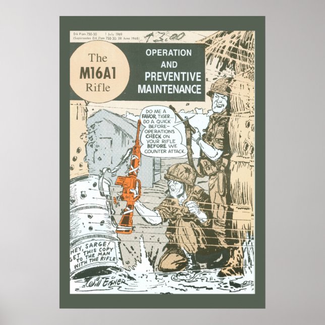 Póster Mantenimiento del rifle militar vintage (Frente)