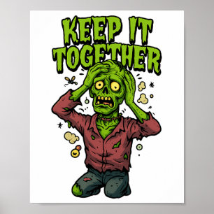 Póster Mantenlo juntos - Gracioso Zombie Pun Sarcástico