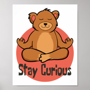Póster Mantente curioso oso pardo Kawaii divertido hacien