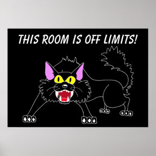Póster Mantente Fuera De Mi Habitación Poster Gato Negro
