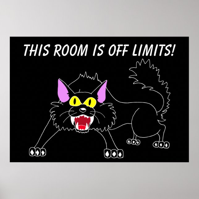 Póster Mantente Fuera De Mi Habitación Poster Gato Negro (Frente)