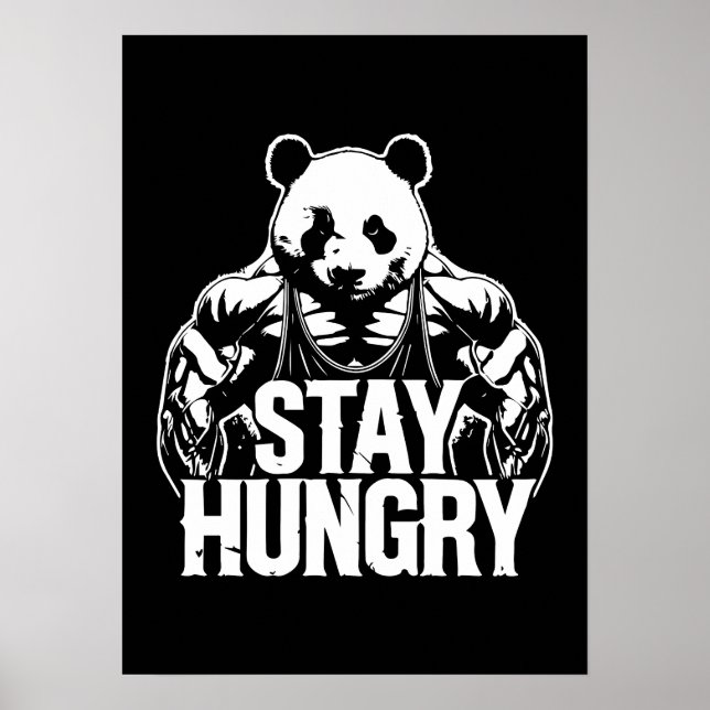 Póster Mantente hambriento, Gym Panda, Motivación de Cons (Frente)