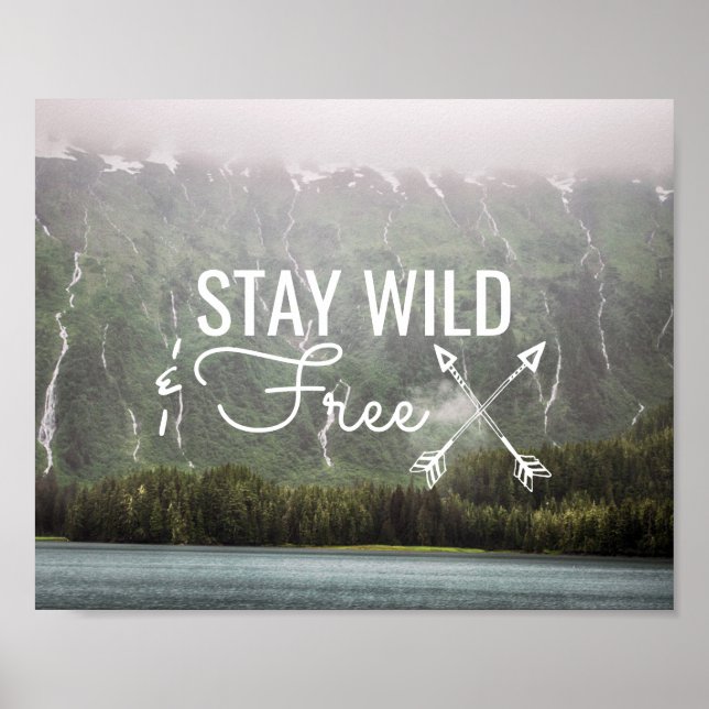 Póster Mantente salvaje y libre - Cascadas en Alaska | PO (Frente)
