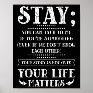 Póster Mantente tu vida S Suicidio Grap de Concienciación