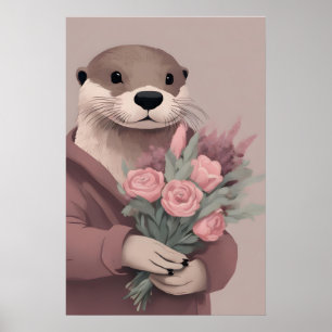 Póster Mantequilla Adorable Con Flores