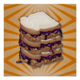 Póster Mantequilla de cacahuete y sándwiches gelatinosos 
