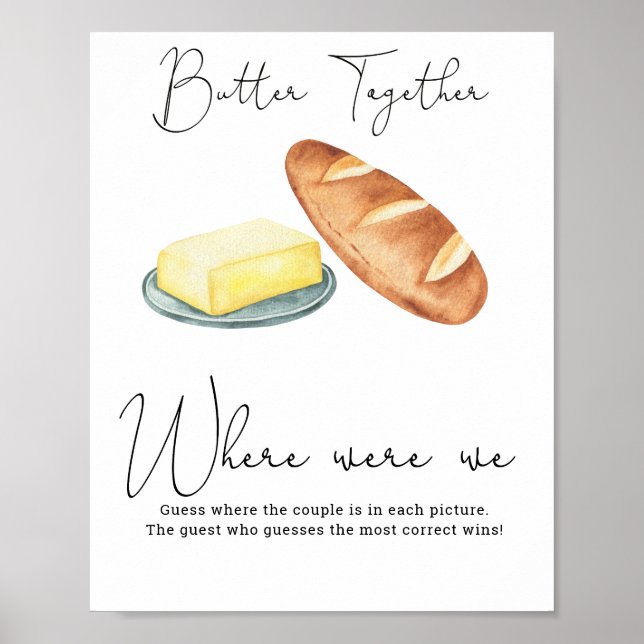 Póster Mantequilla juntos ducha de novia - ¿Dónde estábam (Frente)