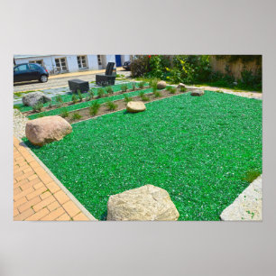 Póster Mantillo de vidrio verde en jardín en Schwerin, Al
